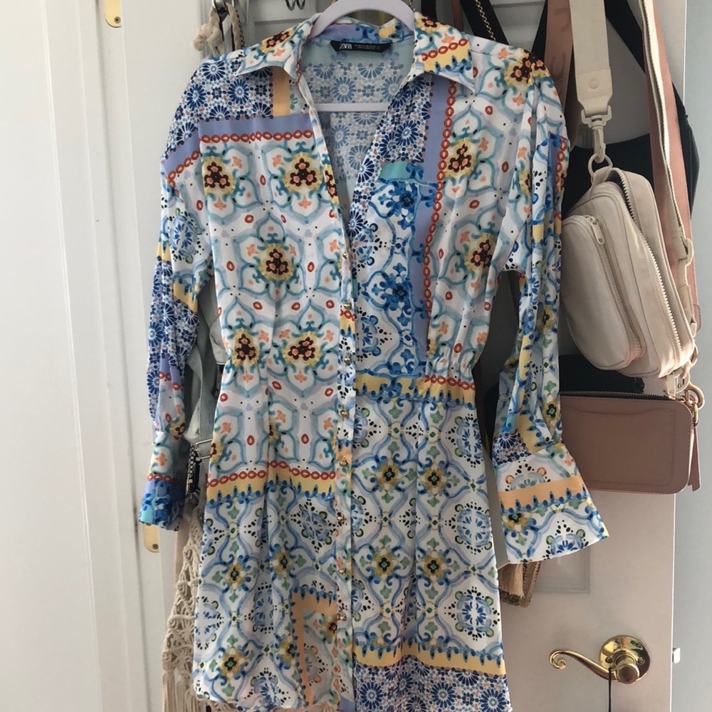 Zara printed satin dress